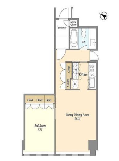 1LDKの間取りの画像