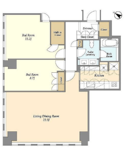 2LDKの間取りの画像