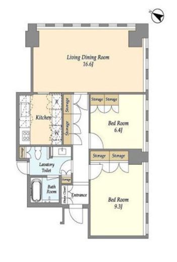 2LDKの間取りの画像