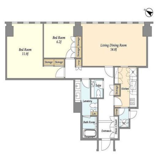 2LDKの間取りの画像